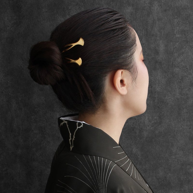KANZASHI 簪 【koiki Petit Series / Hira-Gold】 - 髮圈/髮夾 - 不鏽鋼 金色
