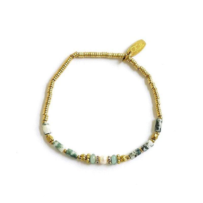 [Ficelle Fei Yarn Light Jewelry] Coronation Ceremony under the Arc de Triomphe-Aquatic Agate - Bracelets - Gemstone 