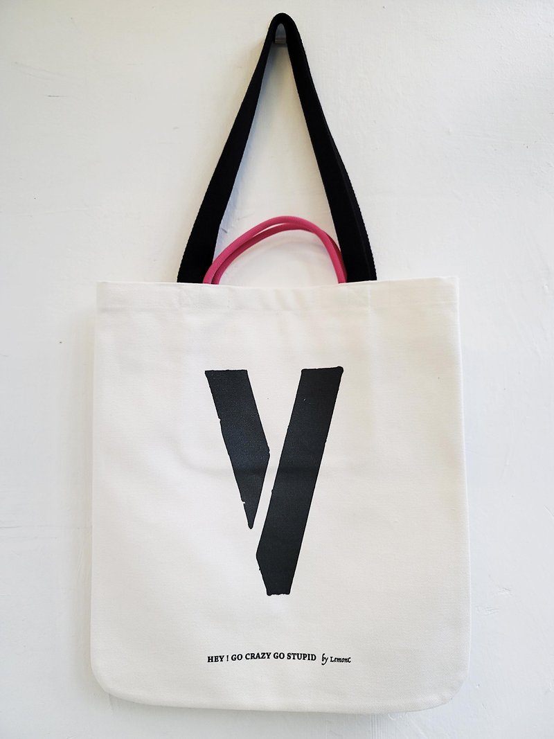 V FOR Vulture TOTE BAG - Handbags & Totes - Cotton & Hemp White