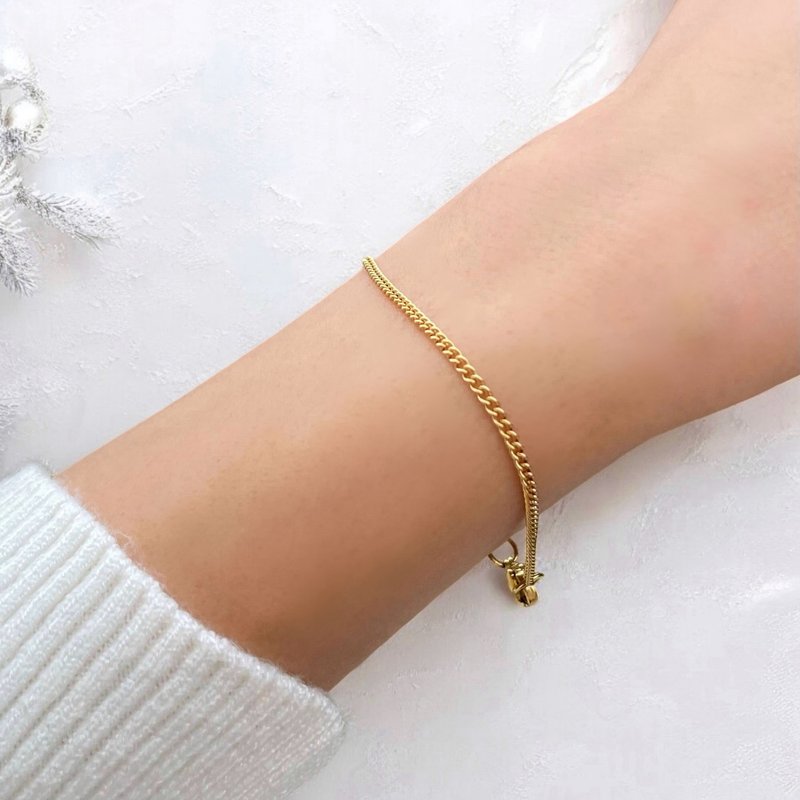 Dainty & Minimalist cuban chain Bracelet/ Custom Size Bracelet - Bracelets - Precious Metals Gold