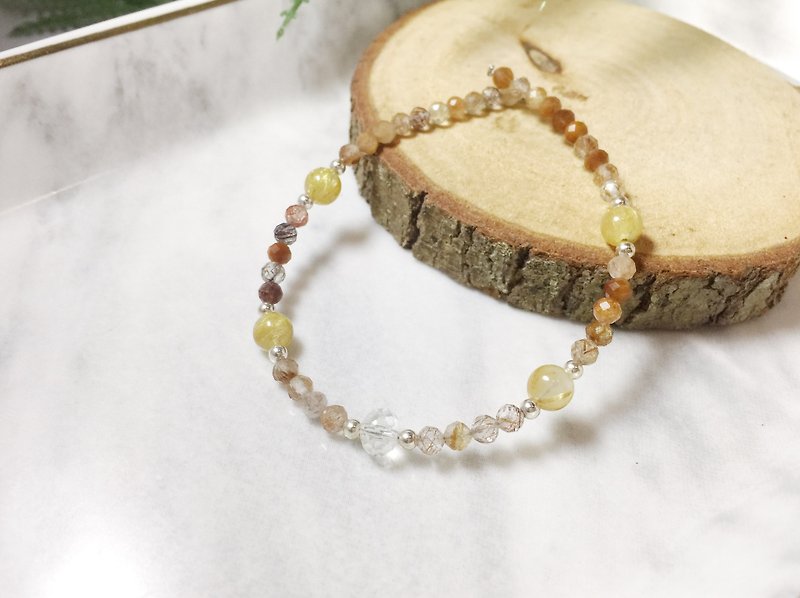 MH sterling silver natural stone custom series _ gold tree _ brass hair crystal - Bracelets - Crystal Gold