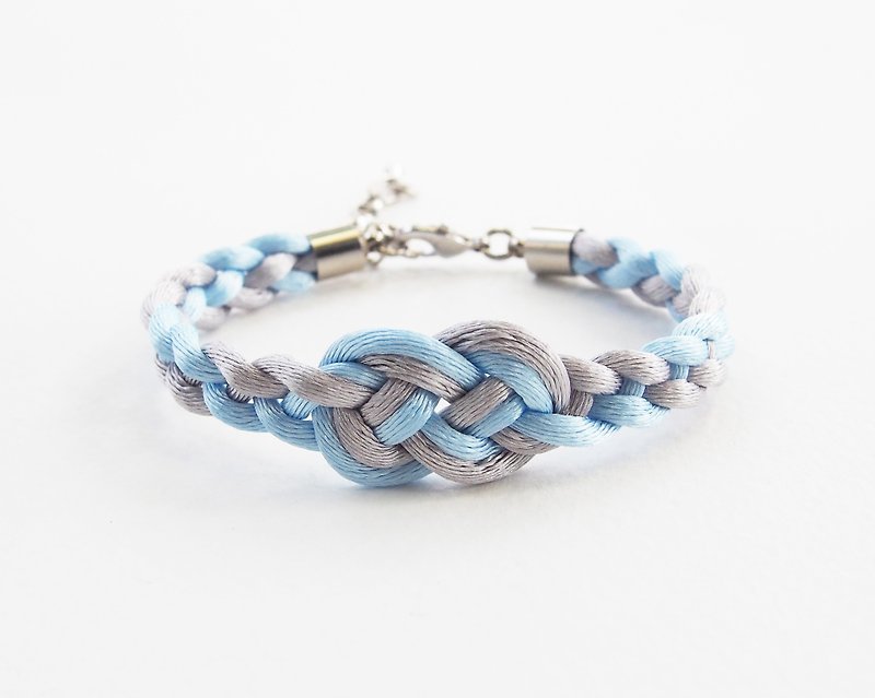 Light gray/Light blue infinity braided bracelet - สร้อยข้อมือ - วัสดุอื่นๆ หลากหลายสี