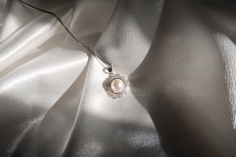 WEISHI復古花嫁珍珠項鍊 天然海水珍珠 S925 - 項鍊 - 珍珠 銀色