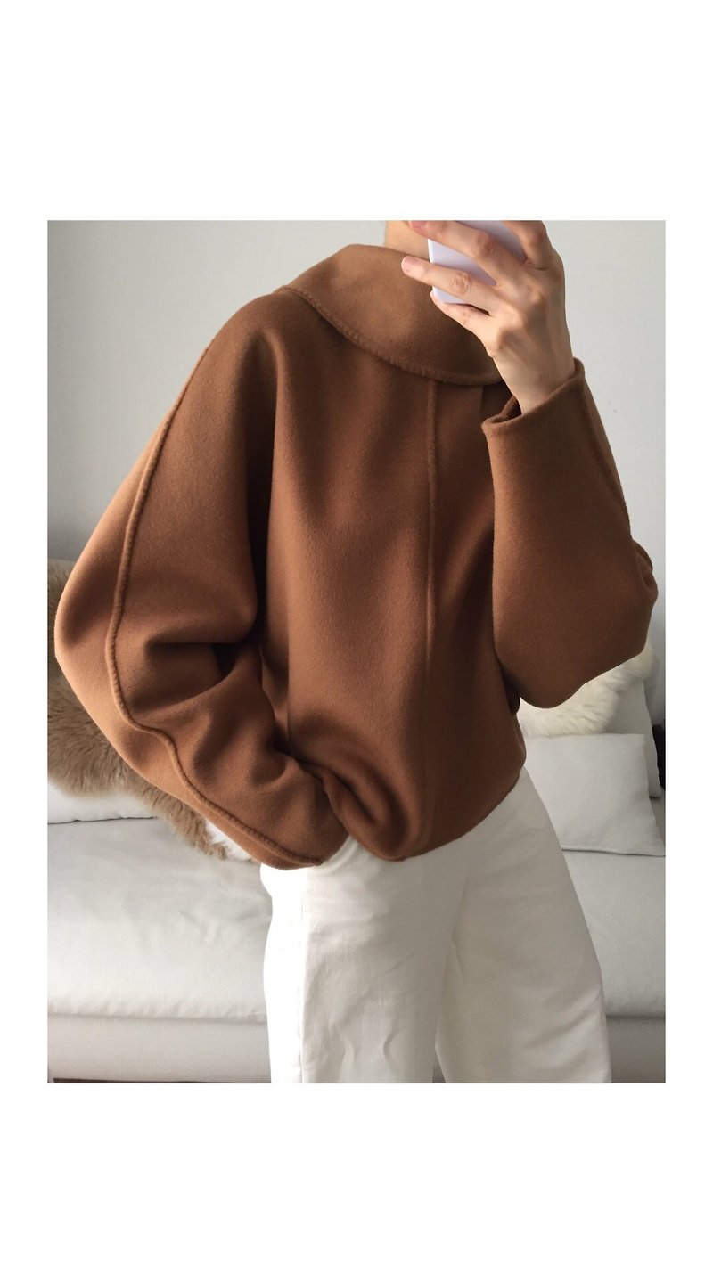 Cigar Sweater cigar color hand-stitched double layer pure wool top can be customized in color - Women's Sweaters - Wool 
