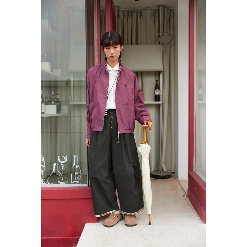 oddmaker Japanese retro overalls women's loose all-match straight casual pants - กางเกงขายาว - ผ้าฝ้าย/ผ้าลินิน 