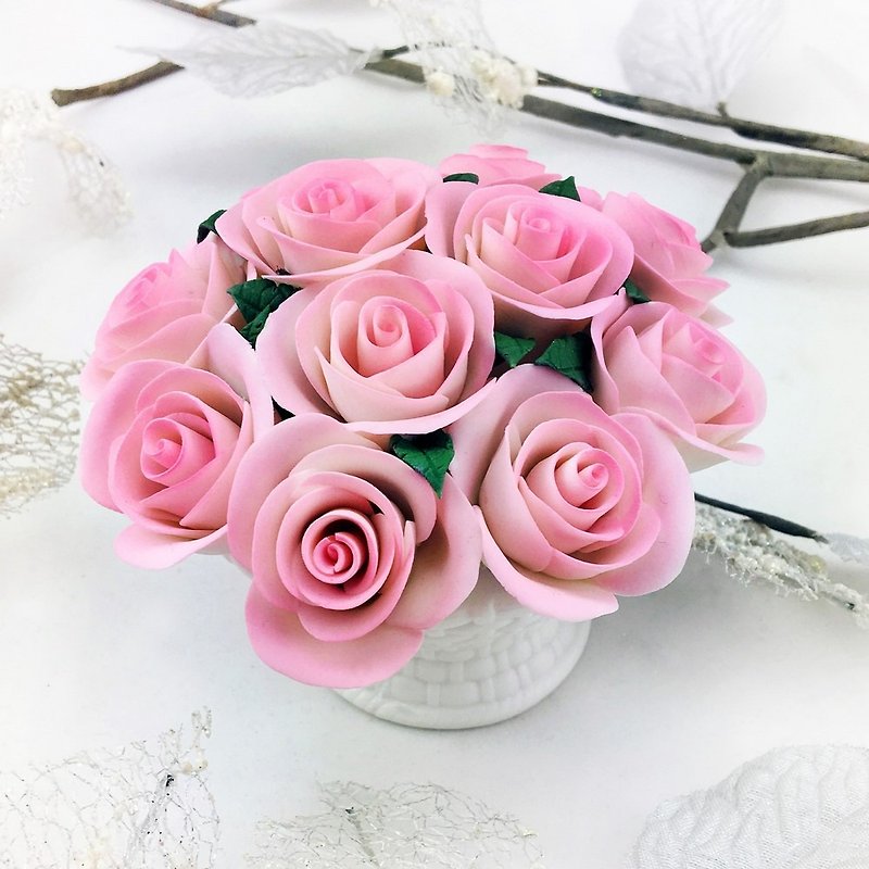 CereiZ Eternal Life Porcelain Flower·Eternal Rose Flower Gift-Eternal Life Flower Pot - เซรามิก - ดินเผา สึชมพู