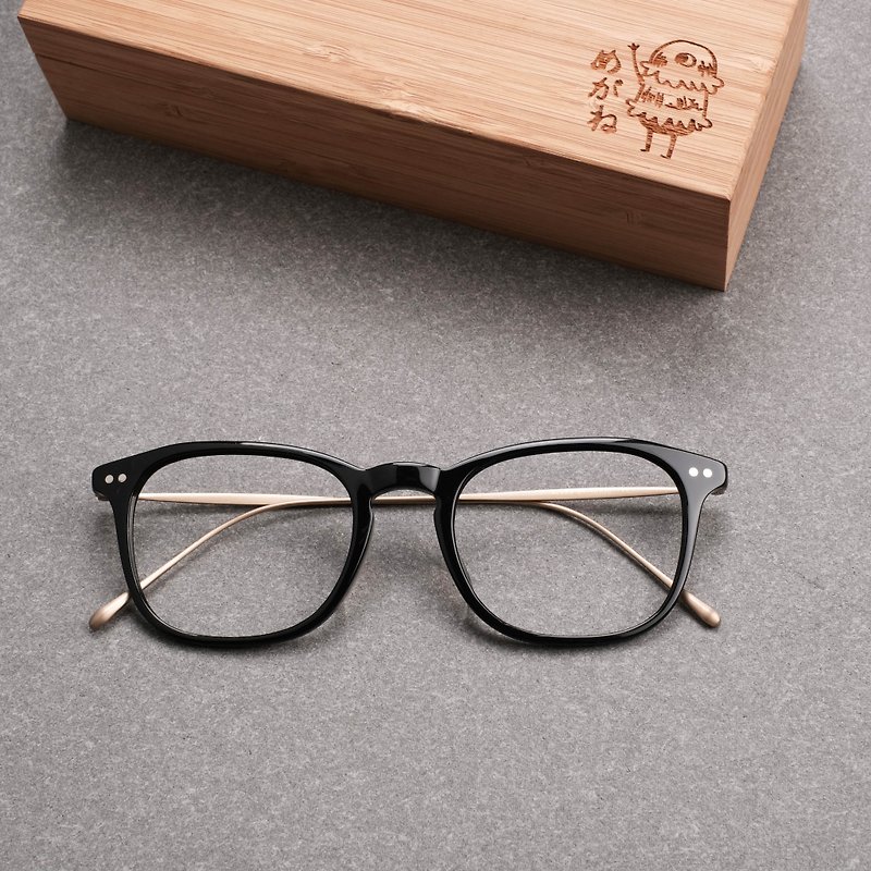 鈦金屬鏡腿方框 義大利板材 雕花鏡腿 眼鏡 鏡框  - 眼鏡/眼鏡框 - 其他材質 黑色