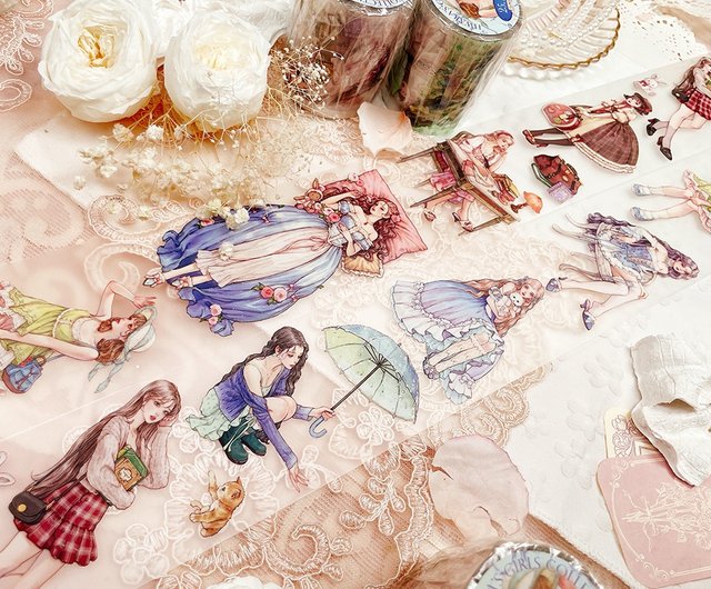 【切売り】cotton◇PETテープ『girls collection』１ループ PET テープ 25 ガールズコレクション - ショップ hwara マスキング