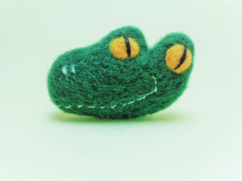 Alligator 小鱷魚羊毛氈胸針 - 胸針 - 羊毛 綠色
