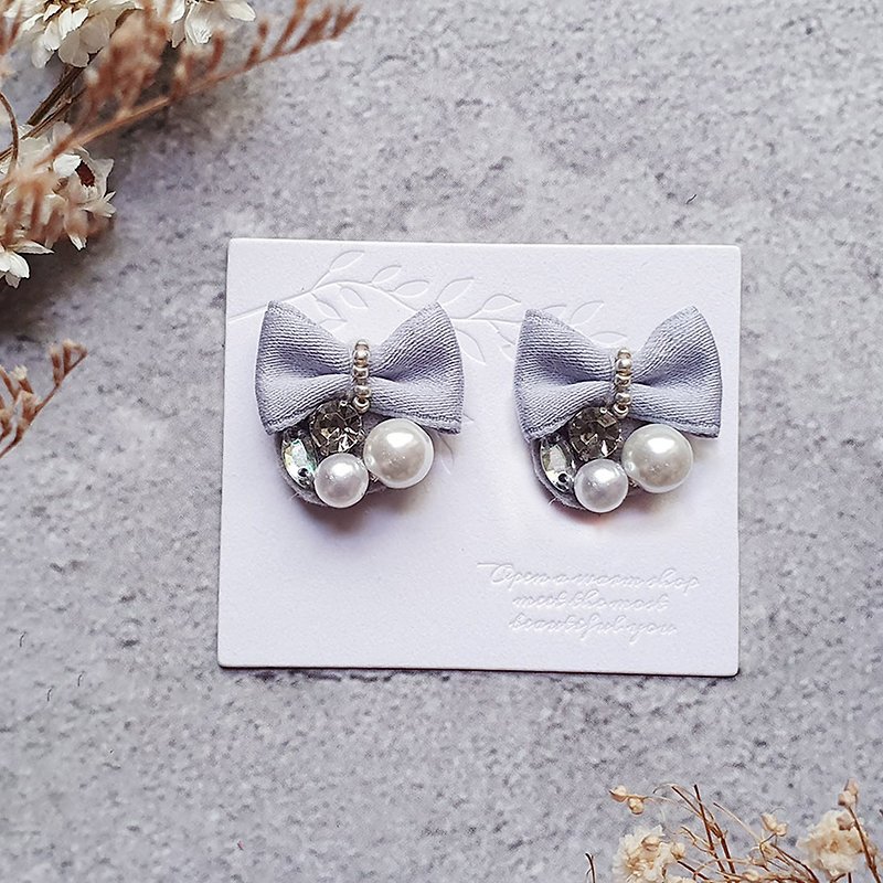 Stylish Popcorn Beaded Handmade Earrings Pin - Earrings & Clip-ons - Pearl Gray