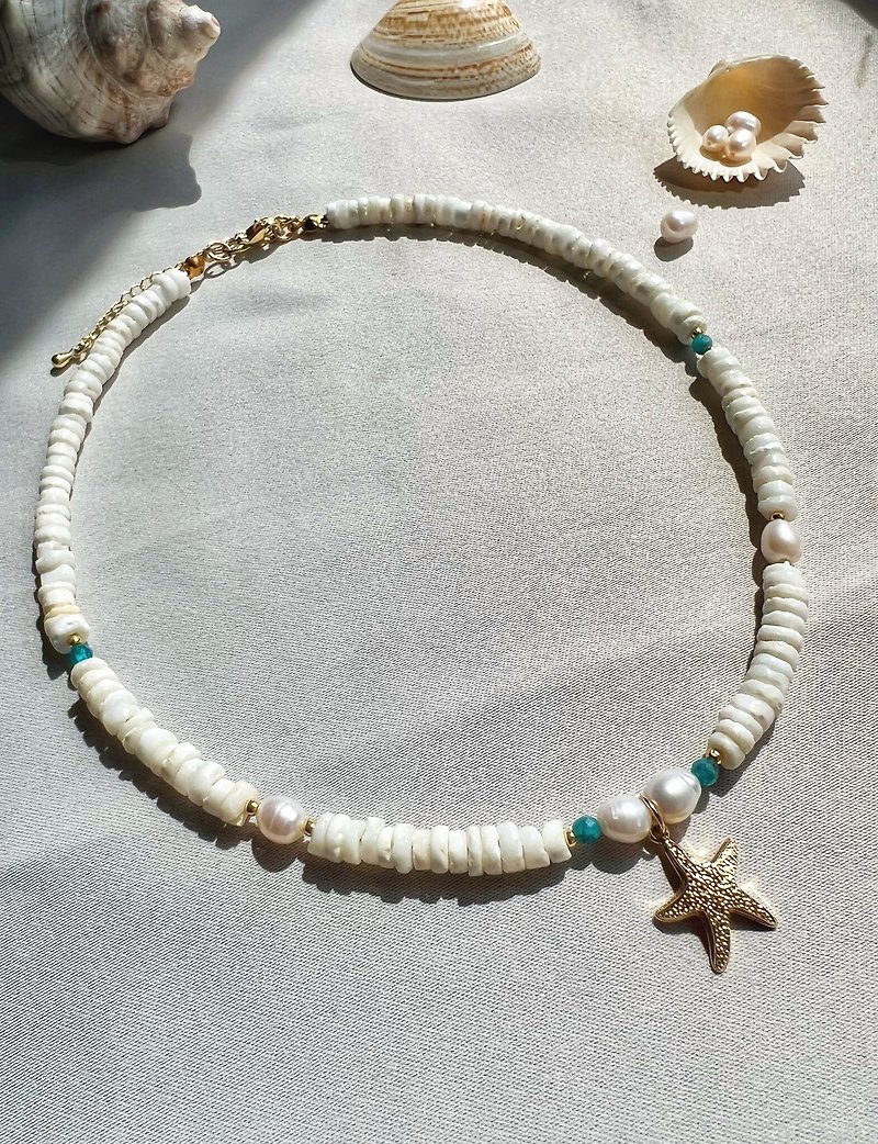 Choker Necklace, Apatite Necklace, Pearl Necklace, Women Jewelry, Beaded Choker - 項鍊 - 寶石 白色