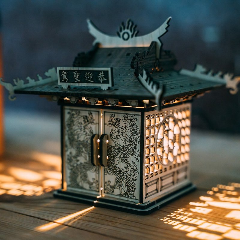 [DIY Handmade] Small Temple Decoration DIII Night Light Temple Model Taiwan Souvenir - Wood, Bamboo & Paper - Wood 
