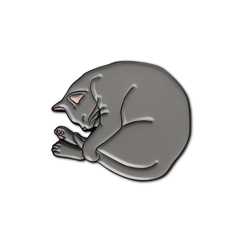 Enamel Pin Sleeping Cat - 徽章/別針 - 琺瑯 灰色