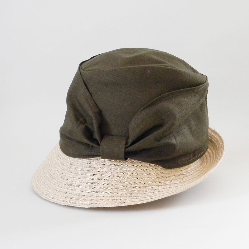 リボン使いなのにスタイリッシュ。リボンソフトハット　ブラウン　 春夏の帽子　サイズ調整OK　PS0684-Brown - 帽子 - コットン・麻 ブラウン