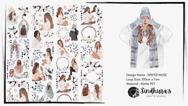 Winter Muse เทป PET ฤดูหนาว สำหรับสมุดบันทึก - สติกเกอร์ - พลาสติก สีใส