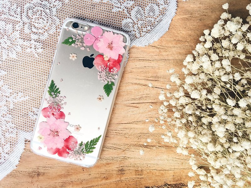 Plants & Flowers Phone Cases Red - 花花世界 • Sakura Handpressed Flower Phone Case