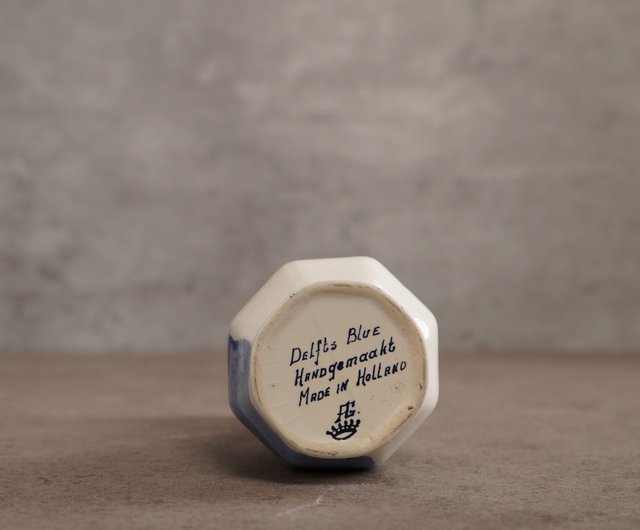 オランダのデルフトブルー様式の半彩色風車花瓶 / デルフト / デルフト