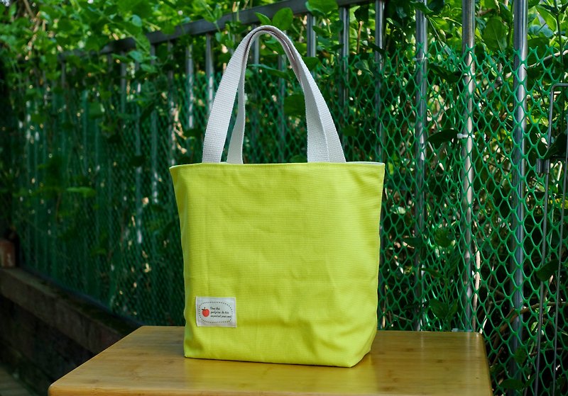Lemon yellow macaron tote bag medium - กระเป๋าถือ - ผ้าฝ้าย/ผ้าลินิน หลากหลายสี