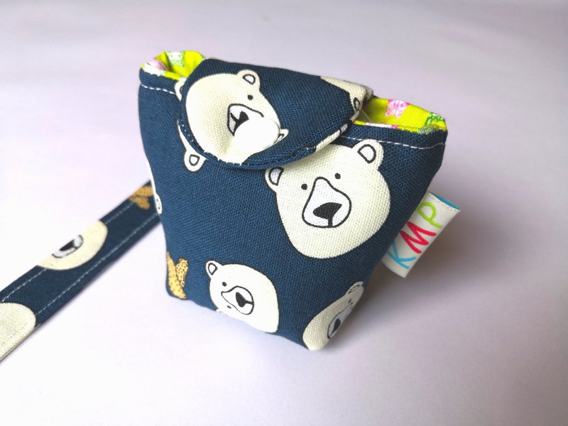 Pacifier clip pacifier storage bag combination white bear - ขวดนม/จุกนม - ผ้าฝ้าย/ผ้าลินิน หลากหลายสี