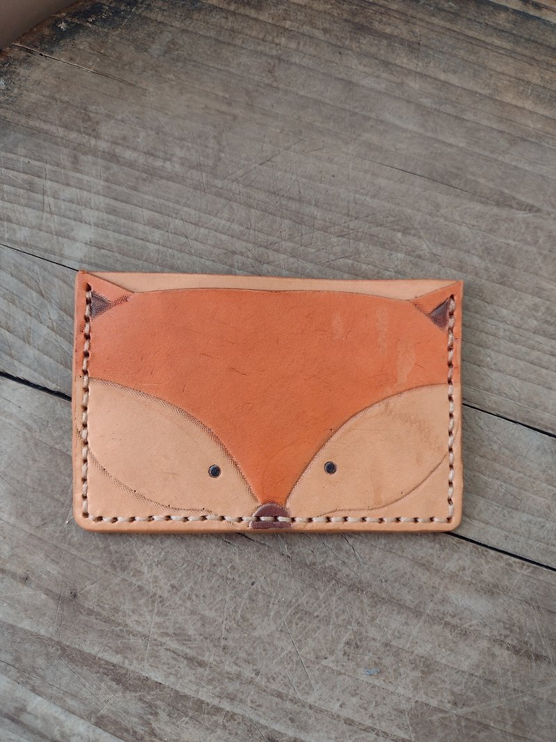 Little Fox Retro Portable Pure Leather Business Card Holder - Lettering Available - Card Holders & Cases - Genuine Leather Orange