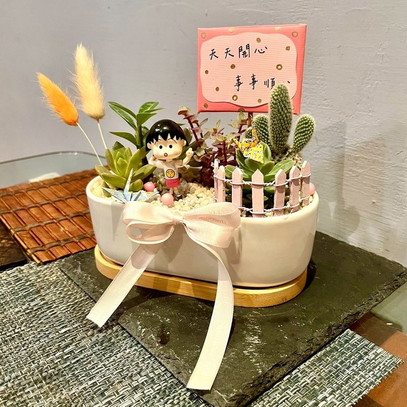 櫻桃小丸 台中 多肉組盆 多肉植物 述說小丸子 生日慶祝 桌上盆栽 - 盆栽/植栽 - 植物．花 綠色