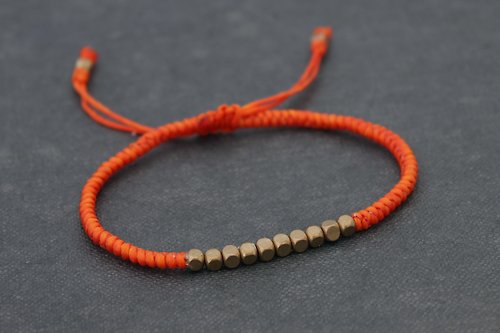 xtravirgin 友誼手鍊立方體黃銅串珠編織手鍊橙色基本