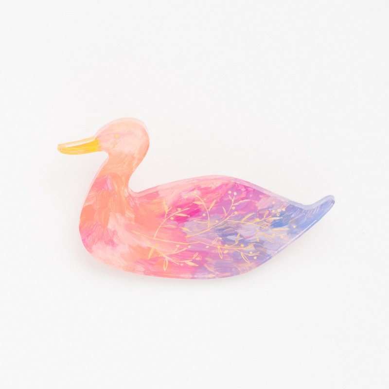 絵のブローチ【鳥】 - 胸針 - 壓克力 粉紅色