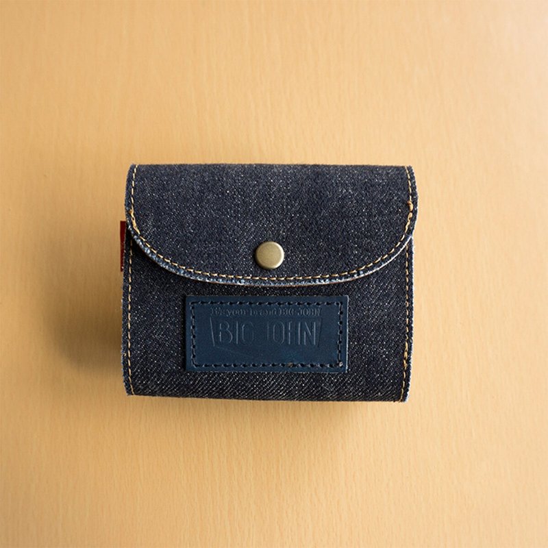 Compact Wallet [BIG JOHN x Seagull] Denim Leather Leather Wallet Compact HC10K - กระเป๋าสตางค์ - วัสดุอื่นๆ สีน้ำเงิน