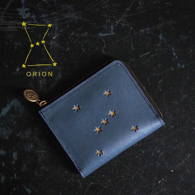 L-shaped zipper wallet / ORION night blue - กระเป๋าสตางค์ - หนังแท้ สีน้ำเงิน
