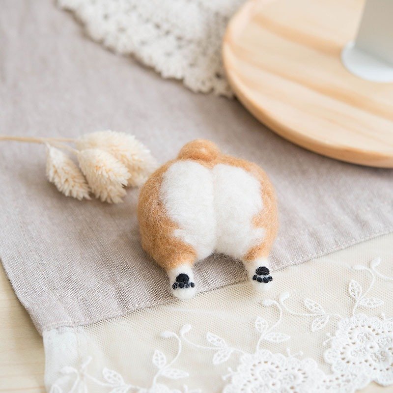 Wool Knitting, Embroidery, Felted Wool & Sewing Khaki - Corgi ㄉ ㄨ ㄞ ㄉ ㄨ ㄞ Butt wool felt pin New Year's gift (with video tutorial)