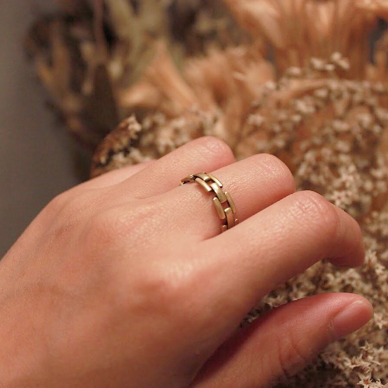 個性黃銅指戒 黃銅戒指 鍊戒 - 戒指 - 銅/黃銅 金色