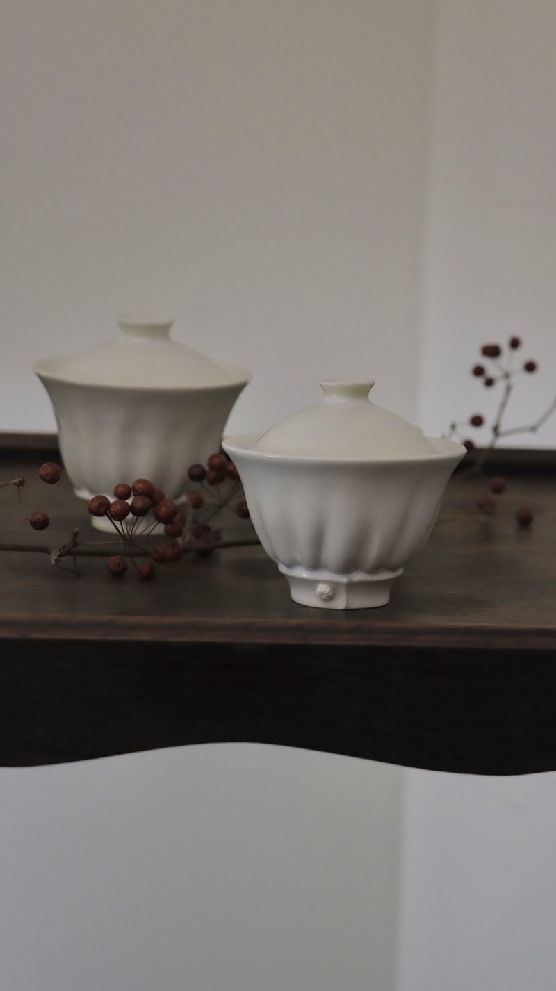 •La Manche• 蓋碗 - 茶壺/茶杯/茶具 - 陶 白色