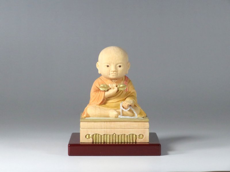 木彫り　弘法大師　童仏2406 - 擺飾/家飾品 - 木頭 白色