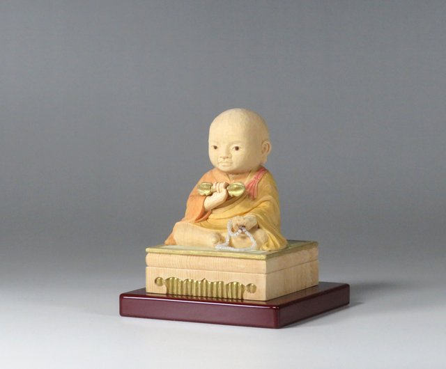 木彫り 弘法大師 童仏2406 - ショップ 仏屋さかい stha Hotokeya