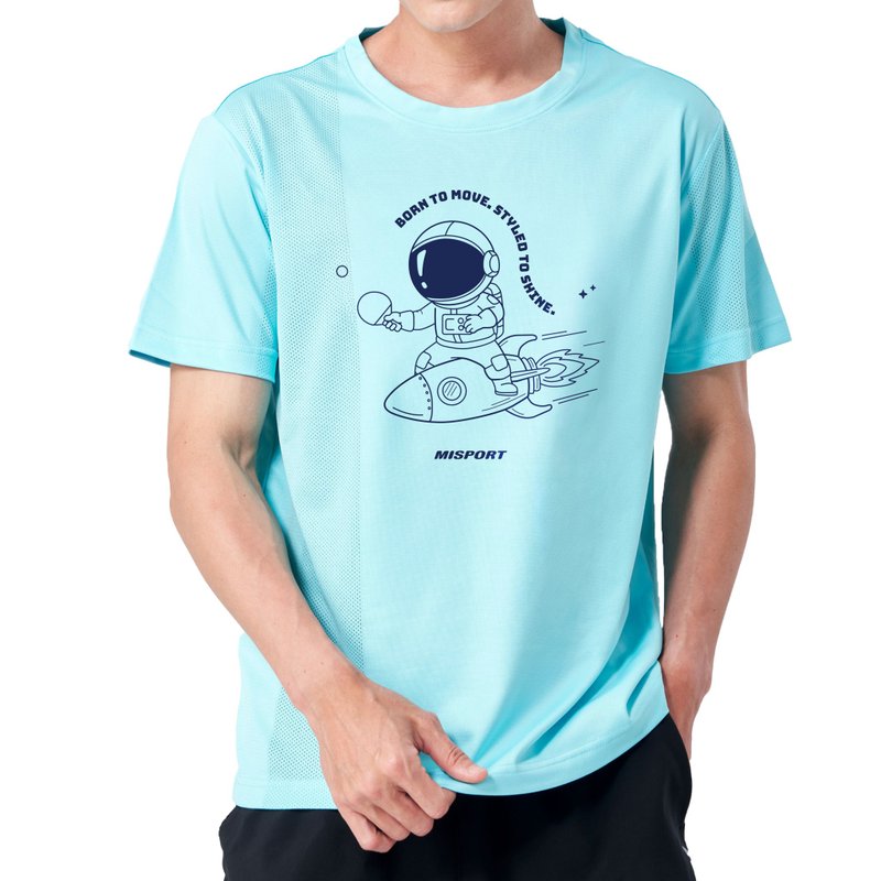 MIT專利呼吸衣-桌球太空人(線條款) - 運動上衣/排汗衫 - 聚酯纖維 白色