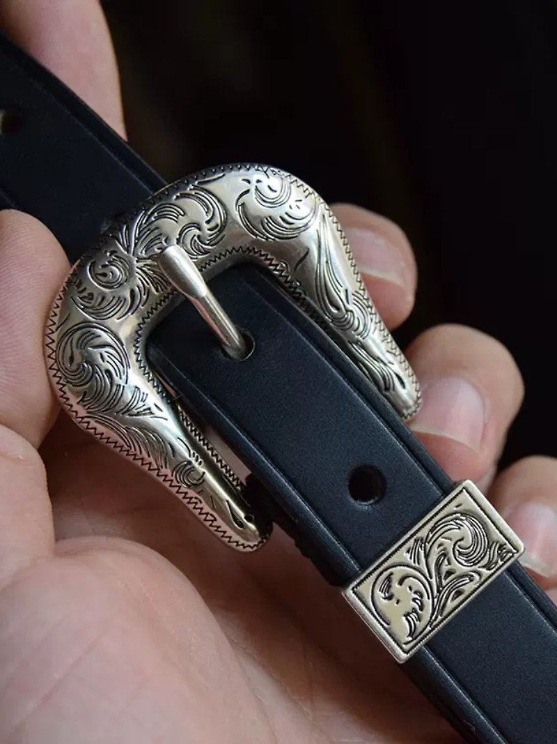 Retro Genuine Leather Sliver Pin Buckle Belt For Women 19MM Wide Cowhide Belts - เข็มขัด - หนังแท้ สีดำ