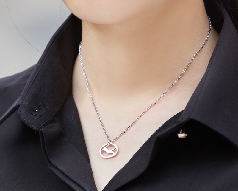 Allergy free - stamp on my heart necklace - cat - สร้อยคอ - สแตนเลส สีเงิน