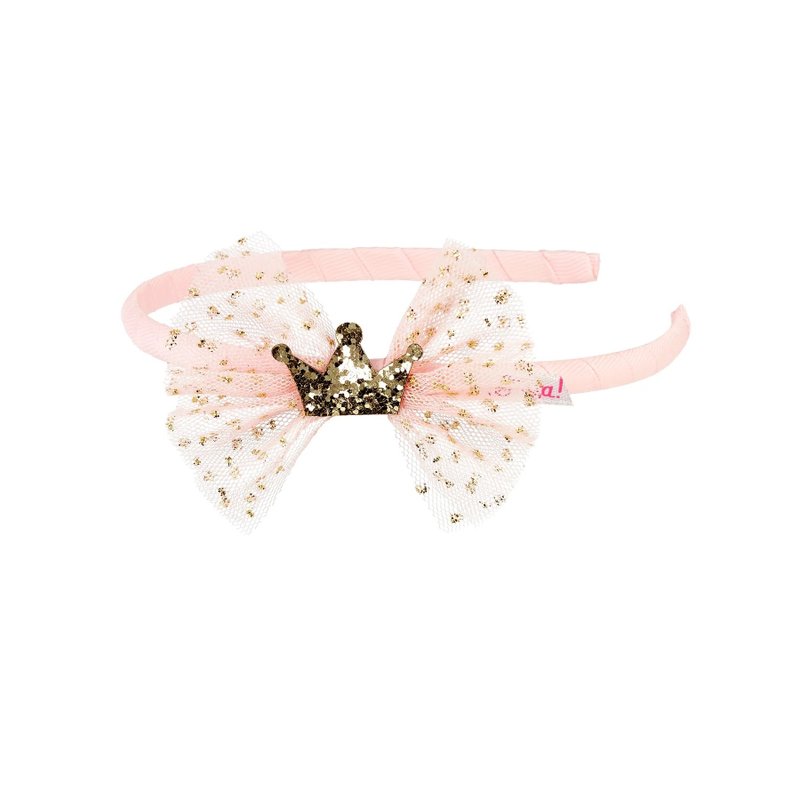 Dutch Souza pink gauze sparkling crown headband - ที่คาดผม - ไนลอน สึชมพู