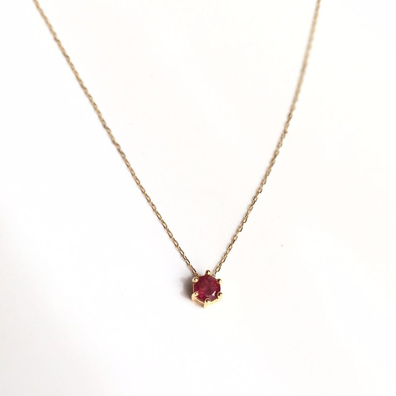 K14gf/K10YG Ruby Necklace, July Birthstone Necklace - สร้อยคอ - เครื่องประดับพลอย สีใส