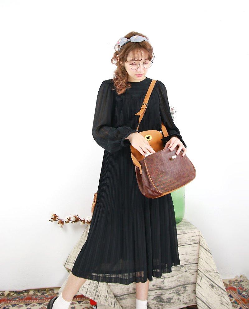Back to Green:: 條紋 圓領 vintage dress (D-11) - 連身裙 - 絲．絹 