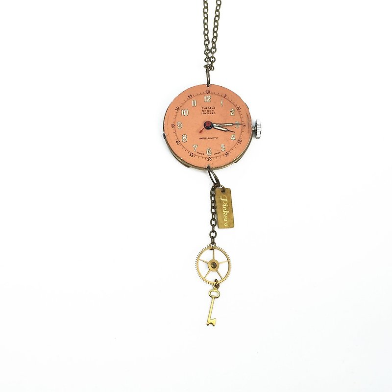 1950s antique Swiss pocket watch TARA movement pendant gear key