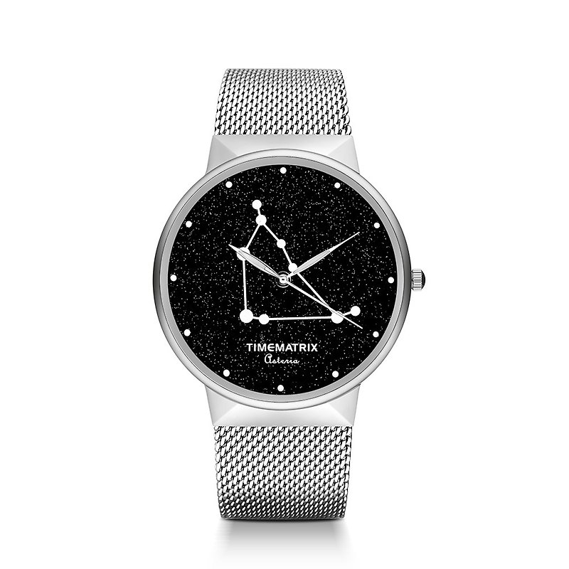 【丹麥星彩寶石】摩羯座 Time Matrix 星座創意時尚男女石英手錶 - 男裝錶/中性錶 - 不鏽鋼 銀色