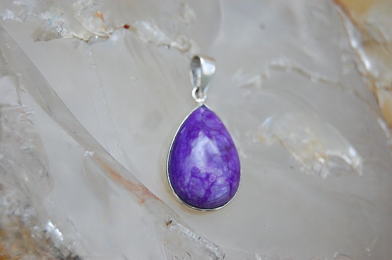 Silver Sugilite Pendant, Handmade Sugilite pendant, - Necklaces - Gemstone Purple