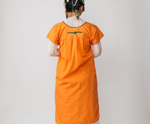 2022春夏 刺繍ワンピース ピンクオレンジ 民族衣装 | www.barkat.tv