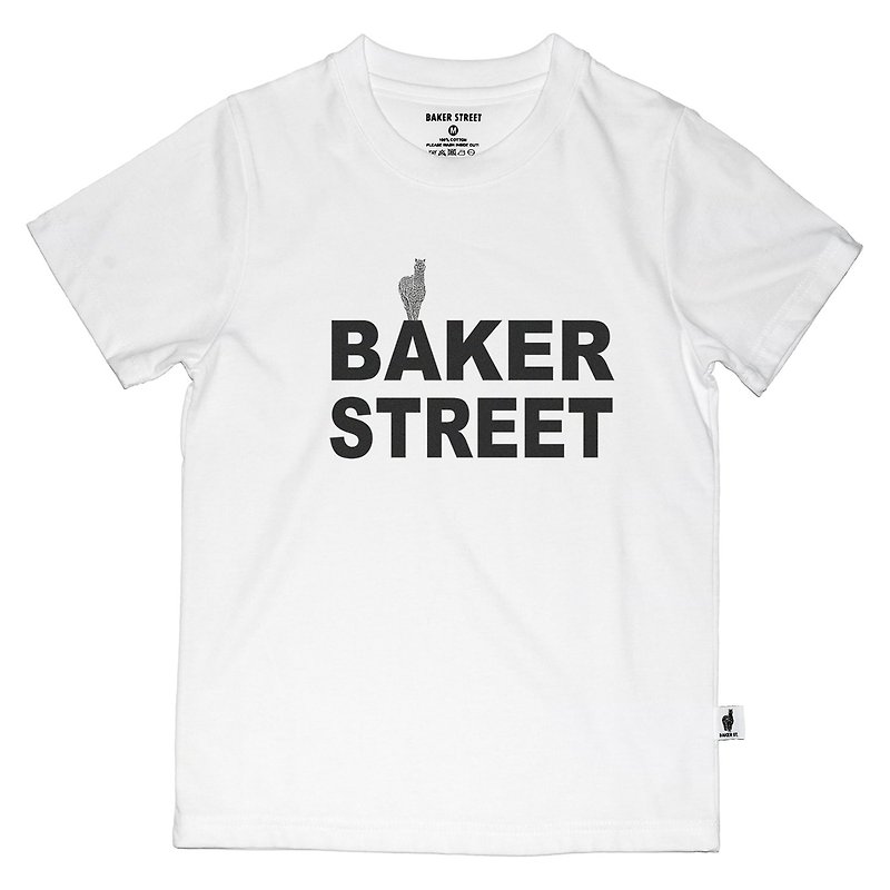 British Fashion Brand -Baker Street- Alpaca Logo Printed T-shirt for Kids - Tops & T-Shirts - Cotton & Hemp White