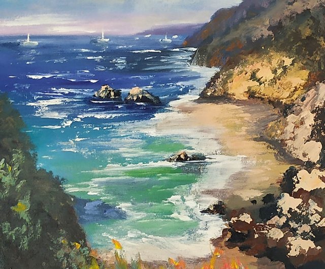 絵画 テクスチャーアート 海景 ホログラム パールカラー ビーチ