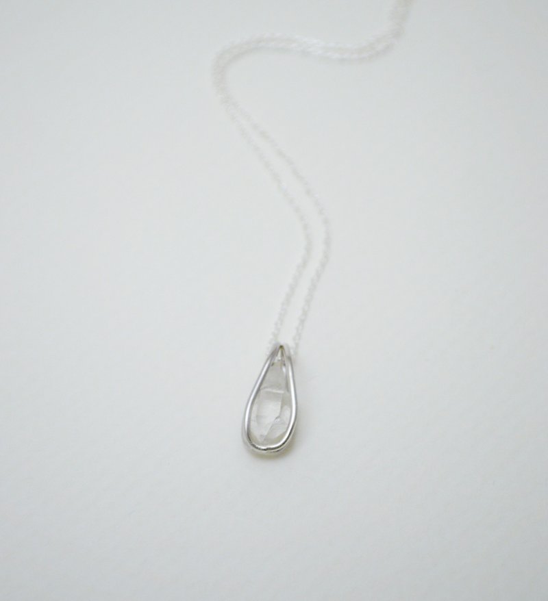 Raw stone - Scepter Quartz‧Silver Cable Chain Necklace