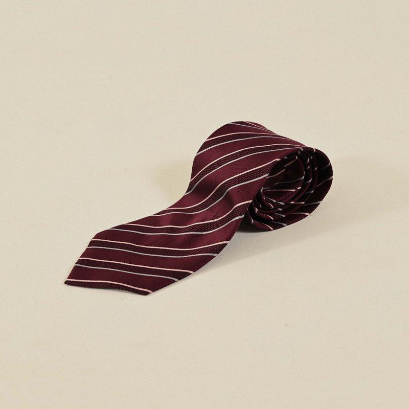 【NaSuBi Vintage】絲質緹花古著領帶 - 領帶/領帶夾 - 絲．絹 