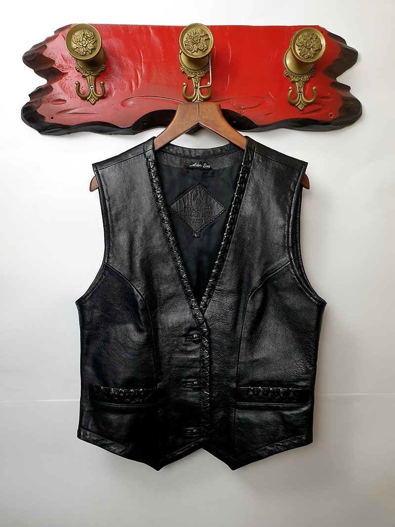 小龟葛葛-GOLDEN SAIL woven leather vintage suit vest - Men's Tank Tops & Vests - Genuine Leather 