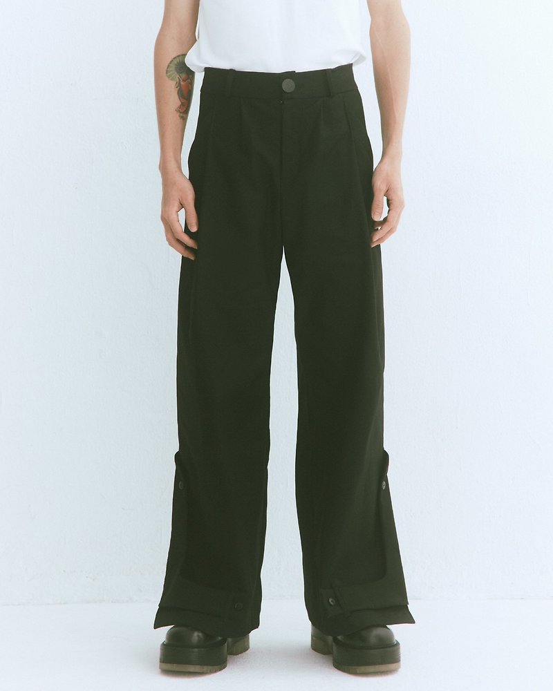 side slit trousers - Women's Pants - Cotton & Hemp Black